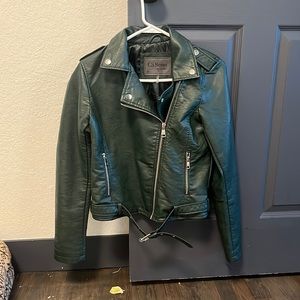 Ci Sono Bikercore Green Faux Leather Jacket